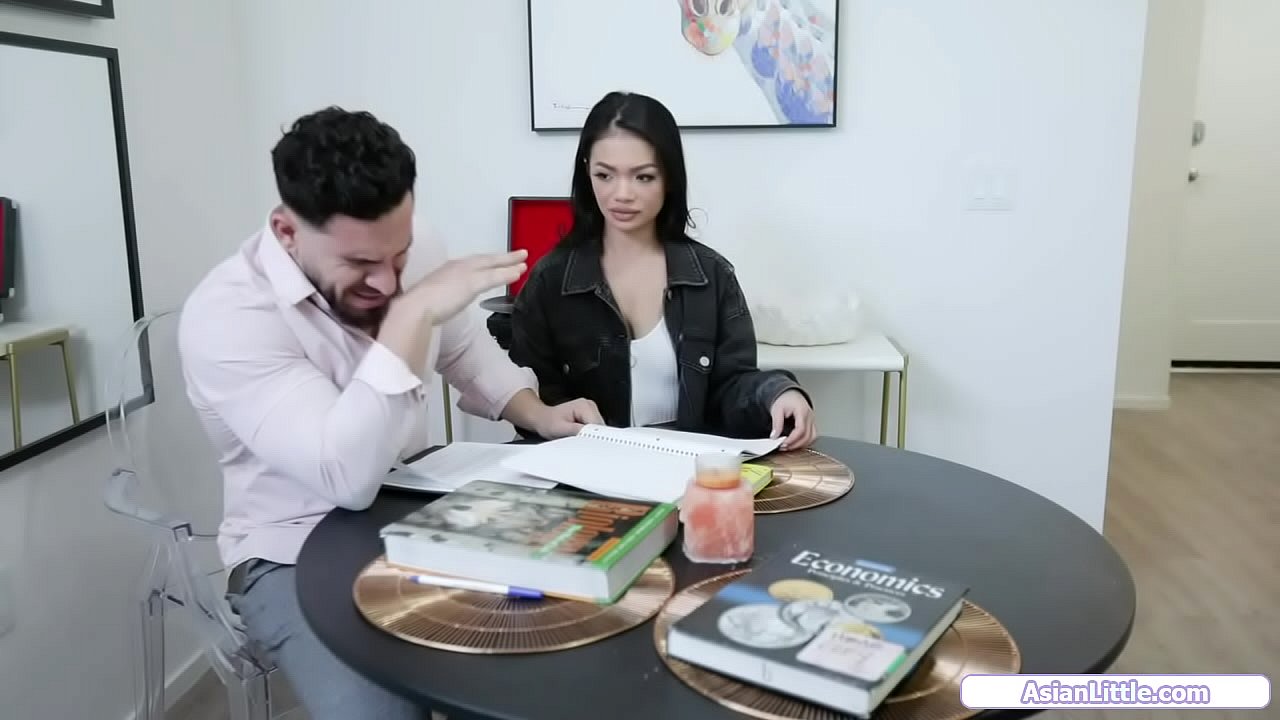 Lovely asian teen fucked by tutors big cock