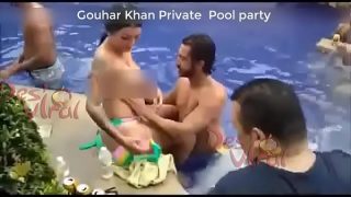 Indian Actress Gouhar Khan Naked Pool party