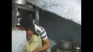 Indian mom boobs pressed in kitchen