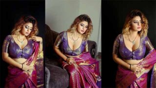 Ankita Dave In Red Saree Hot Live Show