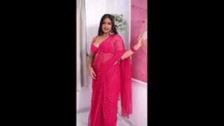 Anjali gaud nude in red saree showing boobs