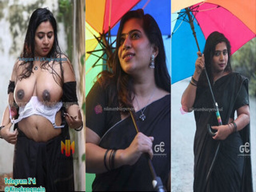 Nila Nambiar nude striping Black Saree