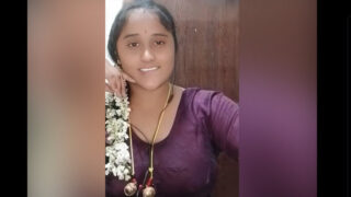 Sexy Tamil Wife in Purple Blouse Boobs Flash on live