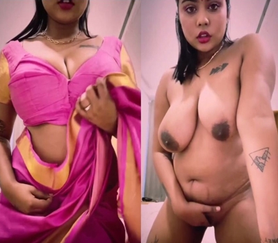 Oasi Das Stripping Pink Saree & Playing with Boobs