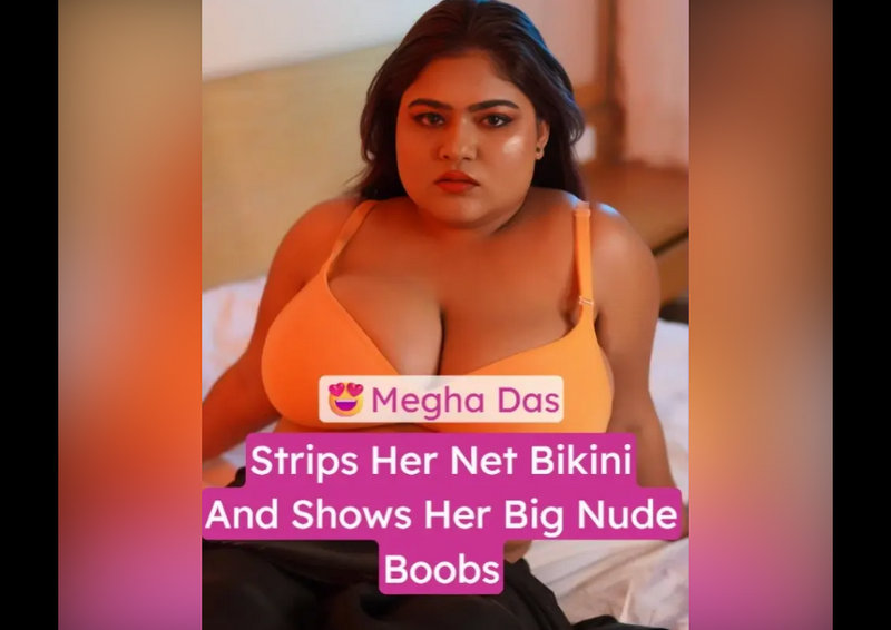Megha Das Naked Strips Black Net Bikini and Tease Her Big Melons