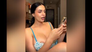 This big boobie girl Nude goes live on Tango, teasing her HUGE bouncing tits
