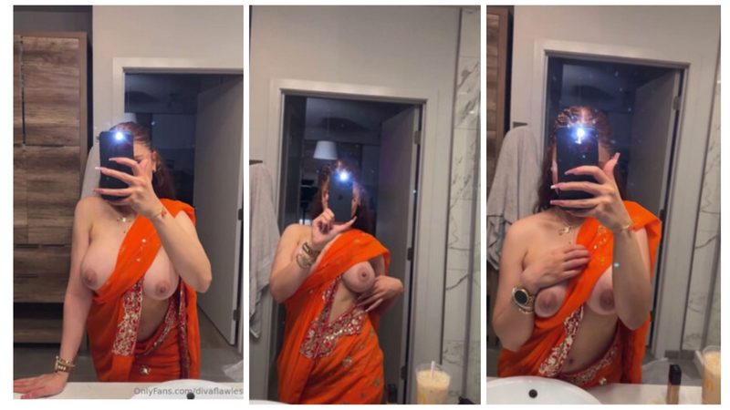 DIVA FLAWLESS Nude New Leaked Stripping Teasing Big Boobs in Saree