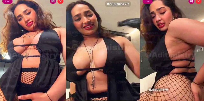 Aditi Mistry Latest Viral Huge Boobs, Nipple Tease & Asss Show in Black Bikini Live