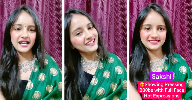 Beautiful Actress & Model Sakshi Nude Trending Tango Live Teasing & Pressing Big Boobs with Full Face