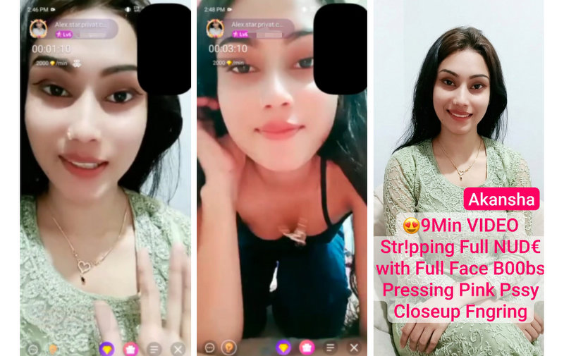 AKANSHA Beautiful Insta Influencer Chamet Live Nude Stripping with Full Face, Boobs Pressing & Pink Pussy Masturbation Video