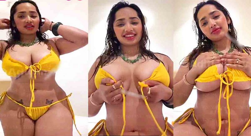 Aditi Mistry Nude in Pool leaked viral yellow Bra Panty Open big A$$ & Boobs Visible clip